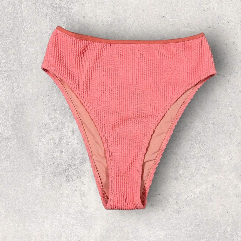 Aerie‎ Cheeky High Cut Bikini Bottoms Women's Small Coral Textured NWOT